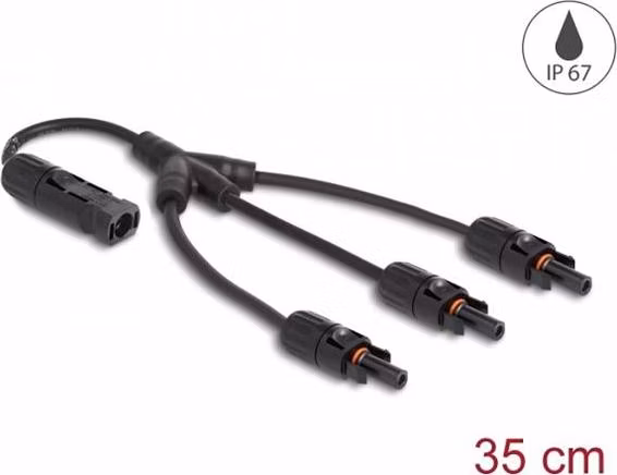 Delock Solární splitter kabel DL4, ze 1 x zásuvkového na 3 x zástrčkový, 35 cm, černý