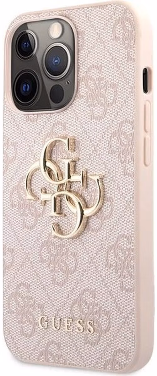 Guess PU 4G Metal Logo kryt iPhone 13 Pro Max ružový