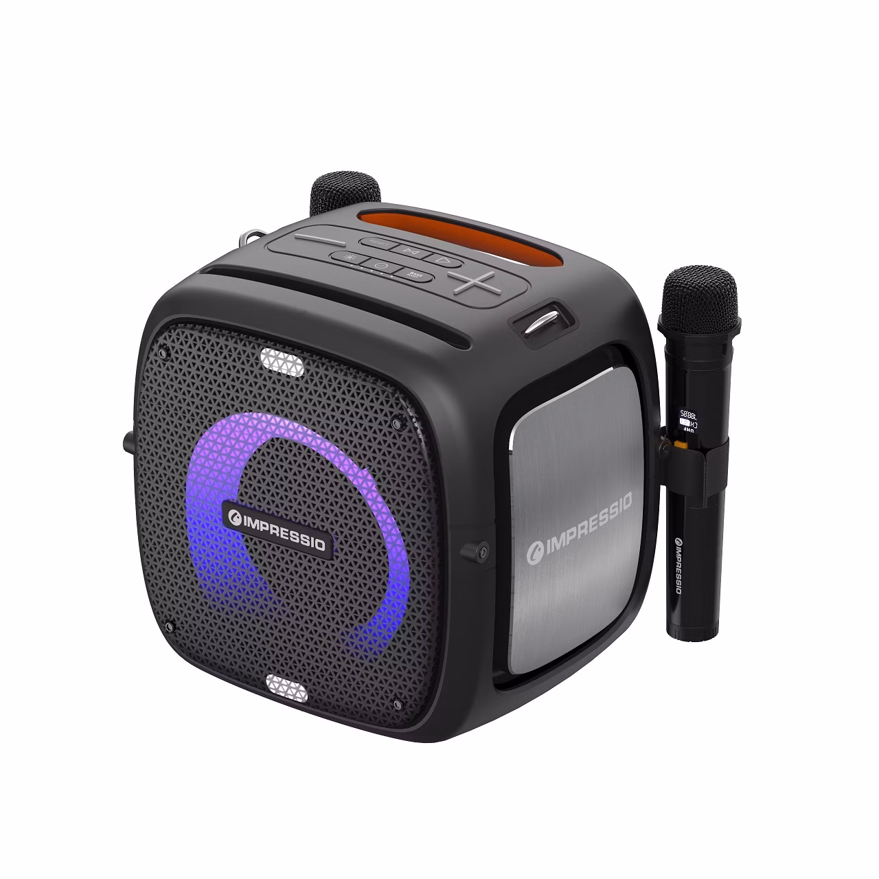 C-TECH repro Impressio Qubis, Party reproduktor, 80W, Bluetooth, SD, USB, AUX, 2x mikrofon