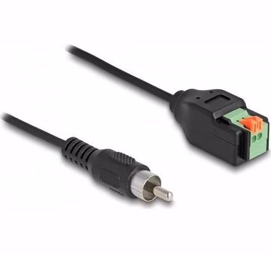 Delock Kabel ze zástrčkového konektoru RCA na svorkovnicový adaptér, s tlačítkem, 15 cm