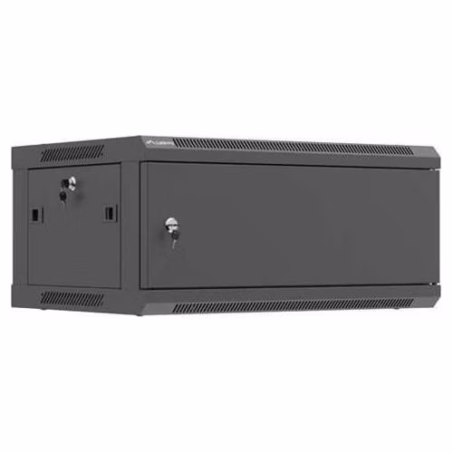 LANBERG NÁSTĚNNÁ INSTALAČNÍ SKŘÍŇ 19" 4U 600X450 ČERNÉ KOVOVÉ DVEŘE (PLOCHÉ BALENÍ)