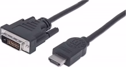 MANHATTAN HDMI samec na DVI-D 24+1 samec, dvojlinkové prepojenie, čierna farba, 1,8 m