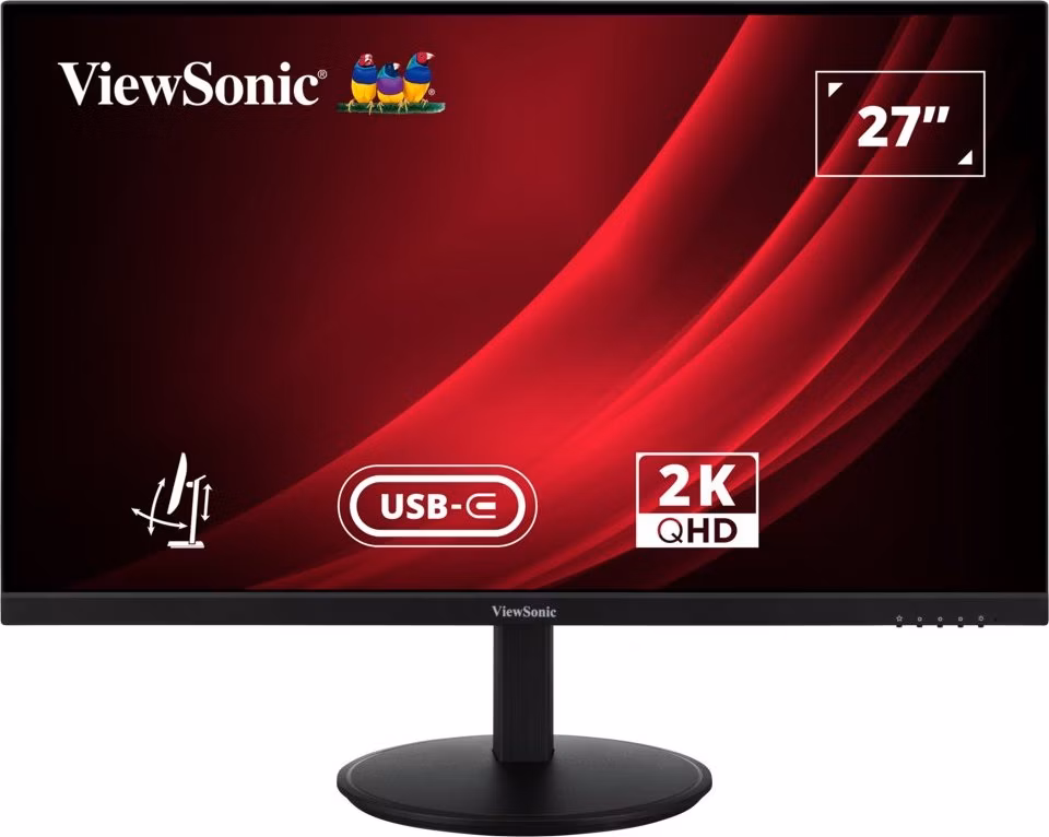 ViewSonic VG2709-2K-MHDU-2/ 27" QHD Frameless IPS Monitor with HDMI, DisplayPort, USB type C, USB,Full Ergonomic Stand