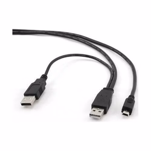 GEMBIRD CABLEXPERT Kabel USB A-MINI 5PM 2.0, 0,9 m DUÁLNÍ pro extra napájení