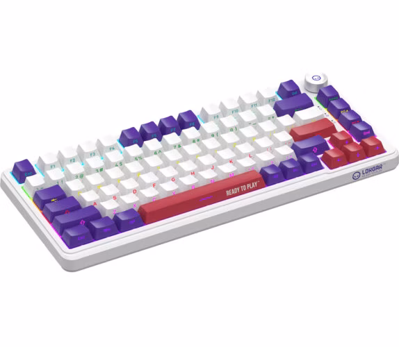 Lorgar KBA4175WH, mechanická herná klávesnica, 82 klávesov, Toxic Purple Switch, Hot-Swap, RGB, USB-C