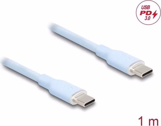 Delock USB 2.0 kabel USB Type-C™ samec na samec PD 3.0 60 W 1 m modrý Silikon