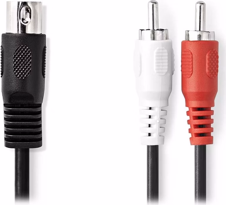 NEDIS redukční audio kabel DIN/ 5pin zástrčka DIN - 2× zástrčka RCA/ černý/ bulk/ 1m