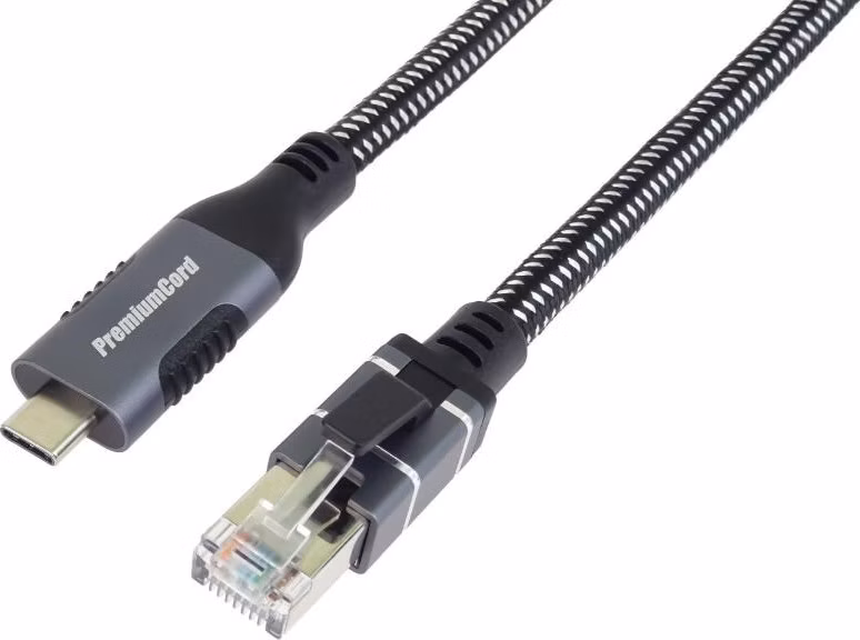 PremiumCord Ethernetový kabel USB-C -> LAN RJ45 10/100/1000 MBIT 2m