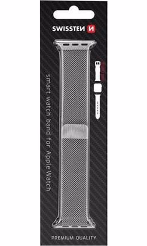 Swissten řemínek pro apple watch milánský tah 38 / 40 / 41 mm stříbrný