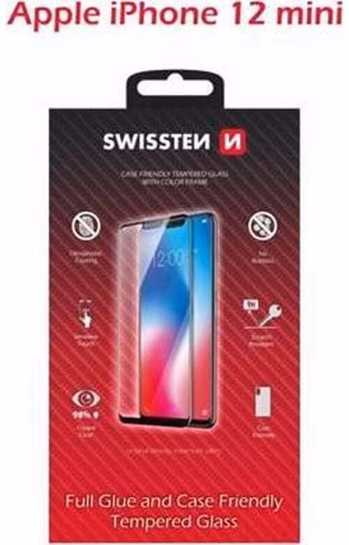 SWISSTEN OCHRANNÉ SKLO CASE FRIENDLY APPLE IPHONE 12 mini ČERNÉ