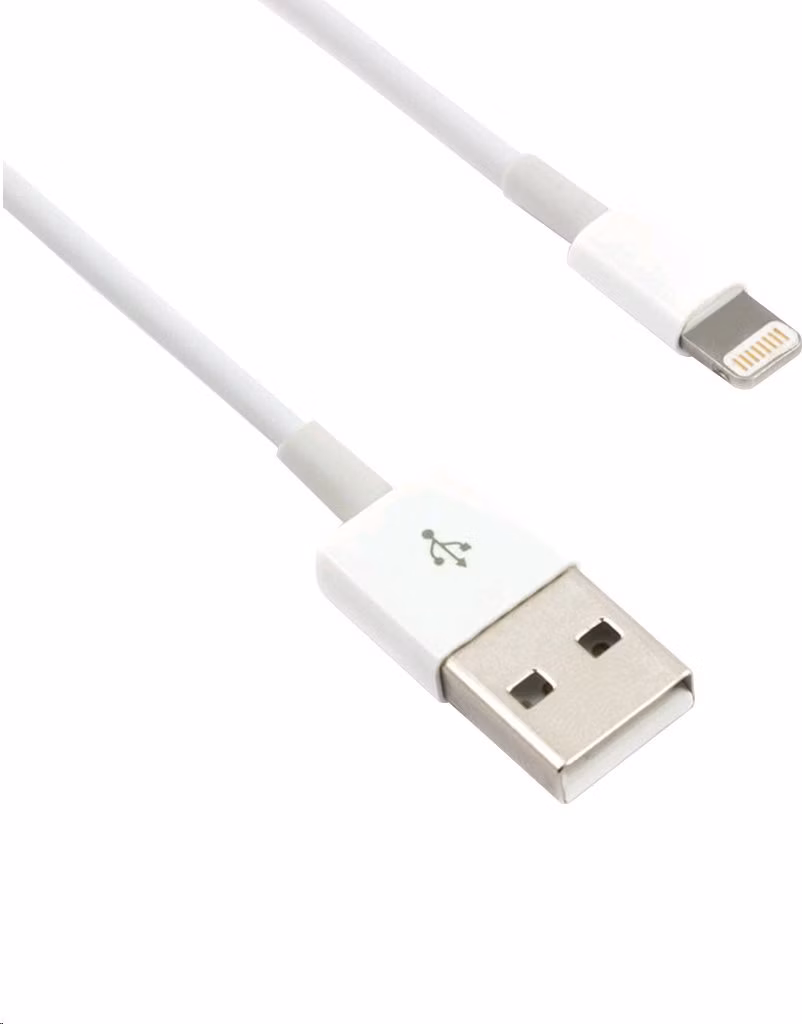 Kábel C-TECH USB 2.0 Nabíjací a synchronizačný kábel Lightning (IP5 a vyšší), 2 m, biely