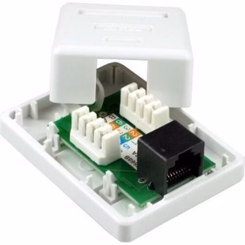 XtendLan Zásuvka 1x RJ-45, Cat5e, nestíněná, na zeď, spodní vývod, narážecí