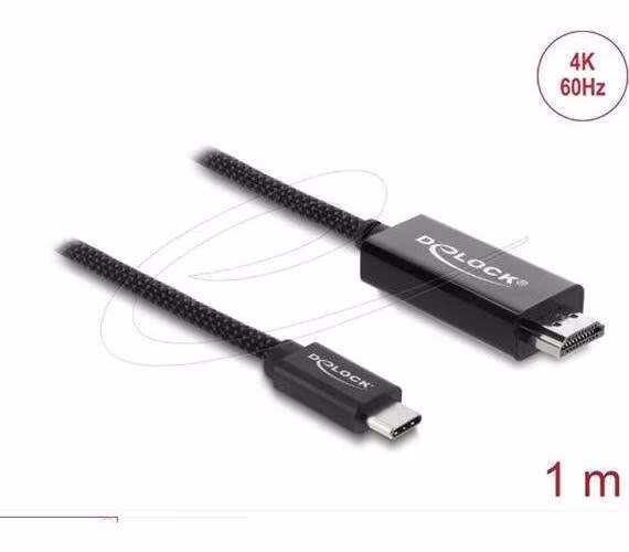 Delock Koaxiální kabel USB Type-C™ na HDMI (DP Alt Mode) 4K 60 Hz s pleteným opláštěním 1 m