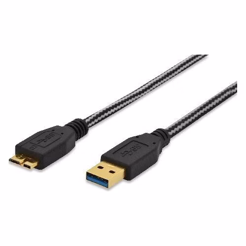 Ednet Připojovací kabel USB 3.0, typ A - micro B M / M, 1,0 m, USB 3.0, bavlna, zlato, bl