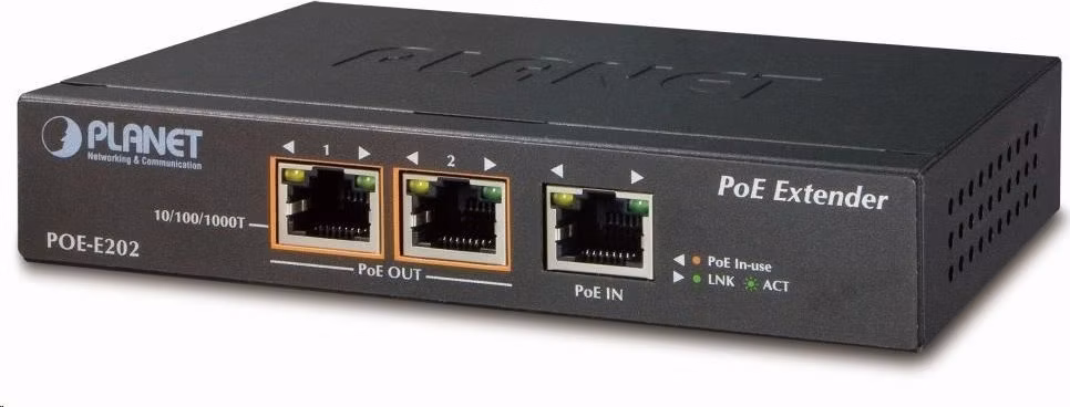 Planet POE-E202 PoE extender, 1xPoE-in, 2xPoE-out 25W, 802.3at/af, Gigabit