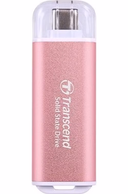 TRANSCEND Externí SSD ESD300P 512GB, External SSD, USB 10Gbps, Type C, růžová