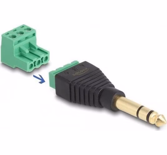 Delock Adaptér Stereo jack samec 6,35 mm > svorkovnice 3 pin 2-části