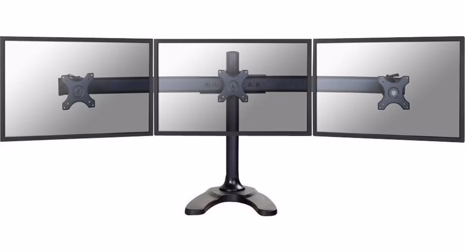Neomounts FPMA-D700DD3/Držák displeje/na stůl/10-27"/stojan+průchodka/VESA 100X100/nosn. 3x8kg/3 displeje/černý
