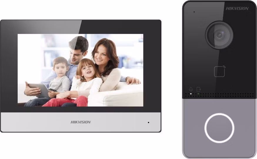 Hikvision DS-KIS603-P(C) kit IP videotelefonu, bytový monitor + dveřní stanice + 2x zdroj