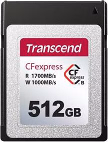 Transcend 512GB CFexpress 820 NVMe PCIe Gen3 x2 (Type B) paměťová karta, 1700MB/s R, 1000MB/s W