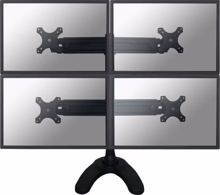 Neomounts FPMA-D700DD4/Držák displeje/na stůl/19-30"/stojan+průchodka/VESA 100X100/nosn. 4x8kg/4 displeje/černý