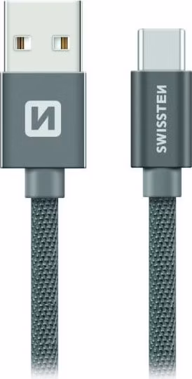 Swissten Datový Kabel Textile Usb / Usb-C 1,2 M Šedý