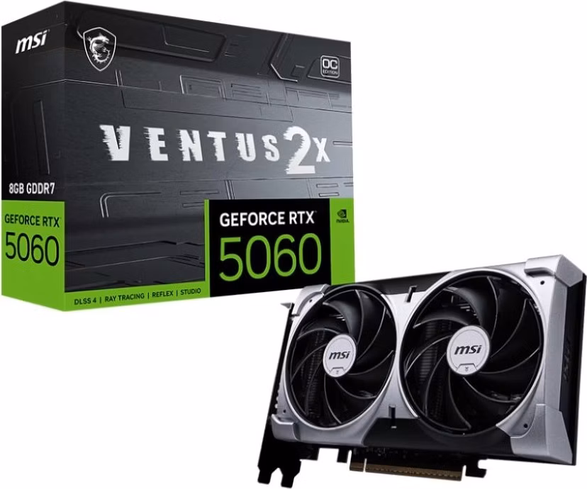 BAZAR - MSI VGA NVIDIA GeForce RTX 5060 8G VENTUS 2X OC, RTX 5060, 8GB GDDR7, 3xDP, 1xHDMI - Po opravě (Bez příšlušenstv