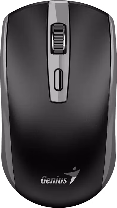 Genius ECO-8150 Myš, bezdrátová, optická, 1200DPI, 4 tlačítka, Copilot, 2,4GHz, USB-A dongle, USB-C nabíjení, černo-šedá