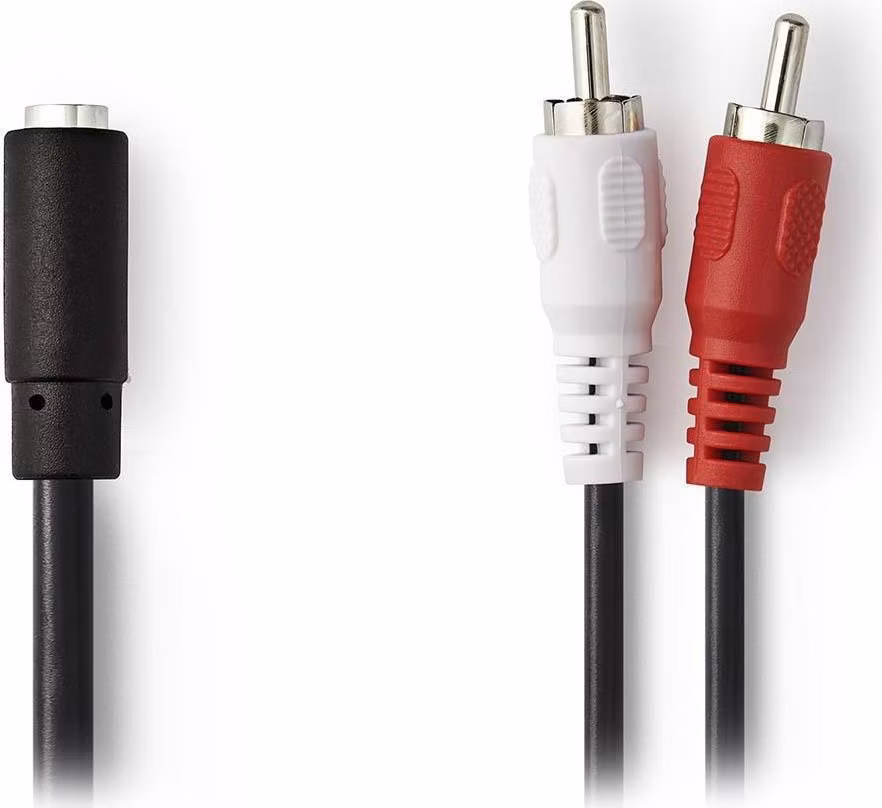 Nedis CAGB22255BK02 - Stereofonní Audio Kabel | 2x RCA Zástrčka - 3,5mm Zásuvka | 0,2 m | Černá barva