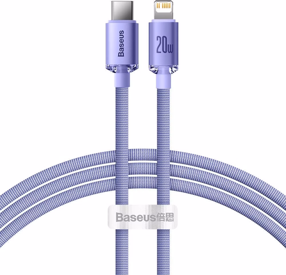Baseus CAJY000205 Crystal Shine Series Dátový Kábel USB-C - Lightning 20W 1,2m Purple
