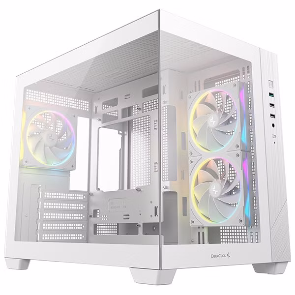 DEEPCOOL skříň CG330 3F microATX / 3x120 mm ARGB fan / USB 3.0 / 2×USB 2.0/ panoramatická / bílá