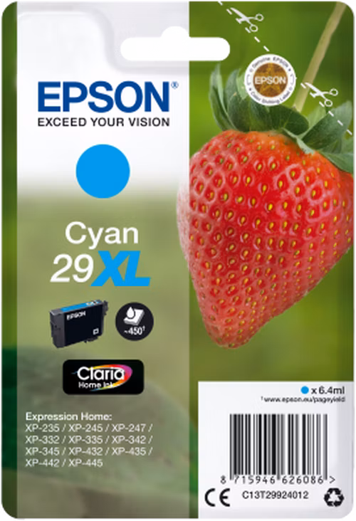 Epson inkoustová náplň/ T2992/ Singlepack 29XL Claria Home Ink/ azurová