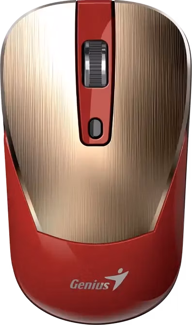 Genius NX-7125 Myš, bezdrátová, optická, 1200DPI, 4 tlačítka, Copilot, 2,4GHz, USB-A, 1× AA baterie, červeno-zlatá