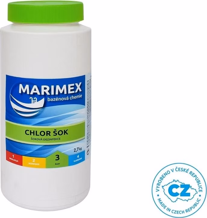 Marimex Chlor Šok 2,7 kg - bazénová chemie - ŘASY
