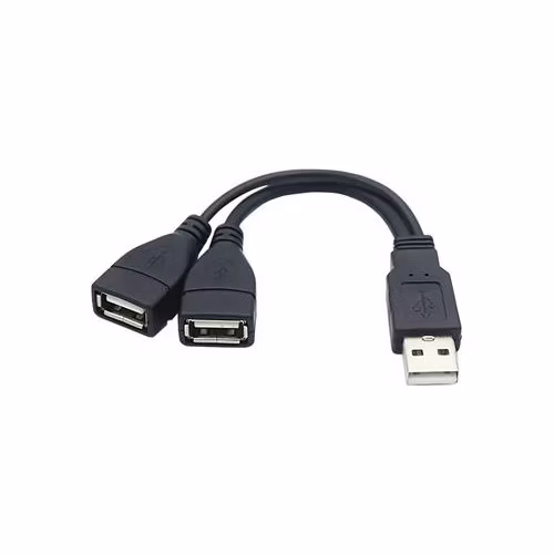 PremiumCord USB 2.0 kabel A/Male to A/Female (data+nabíjení) + A/Female (nabíjení) 15cm