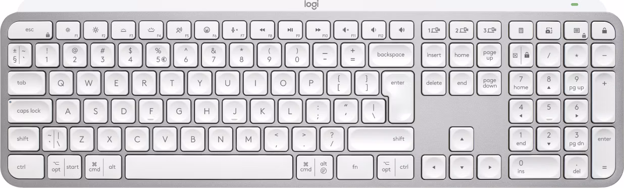 Logitech klávesnice MX Keys S/ bezdrátová/ Bluetooth/ USB-C/ US layout/ bílo-šedá