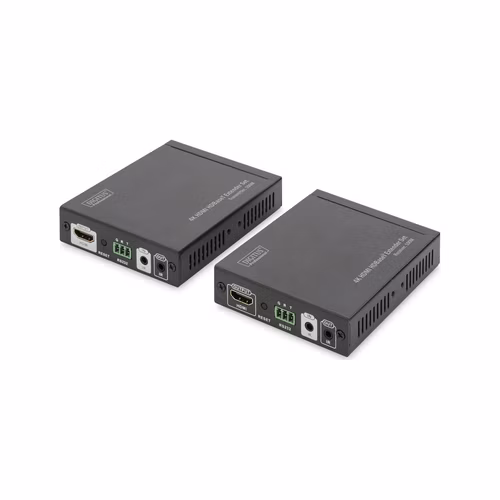 DIGITUS Sada 4K HDMI Extender, HDBaseT, UHD 4K * 2K @ 60 Hz, 100 m po síťovém kabelu (kat. 6, 6a, 7)