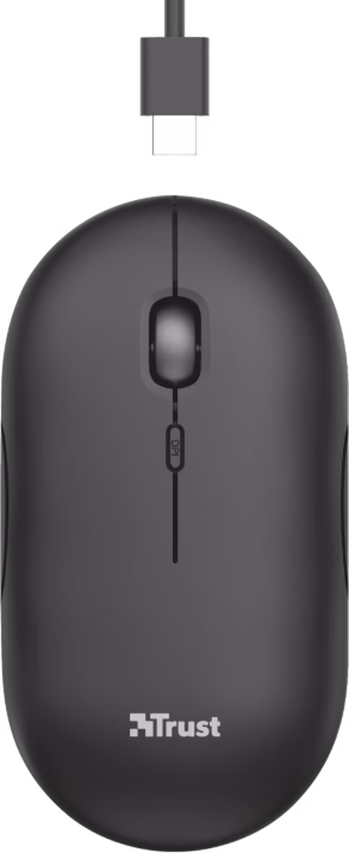 TRUST PUCK/Cestovní/Optická/1 600 DPI/USB+BT/Černá