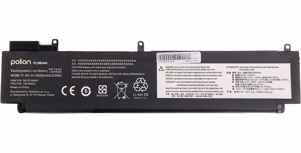 TRX Baterie Polion 00HW022 pro notebooky LENOVO 00HW023 ThinkPad T460s - 11.4V 2000mAh 23Wh /neoriginální