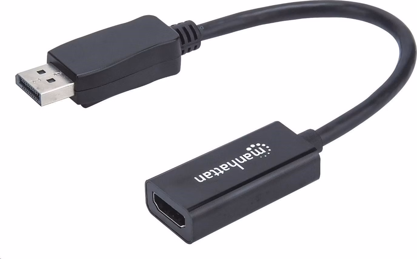 Adaptér MANHATTAN, DisplayPort, DP-Male/HDMI-Female, čierny