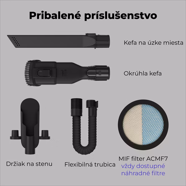 AENO Tyčový vysavač SC7, Turbo kefa s osvetlením, super výkonný 435 W, 2200mAh batéria, 60 min. prevádzky, LED displej