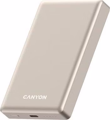 Canyon OnCharge 510, Powerbank, 10.000 mAh, in: USB-C, out: USB-C PD 20W + Wireless Magnet 15W, štíhla, béžová