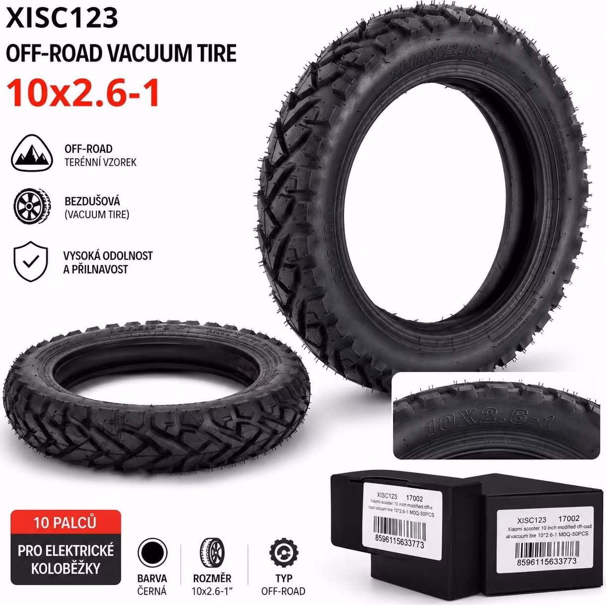 Electric Scooter Tubeless Off Road Tire 10x2-6.1