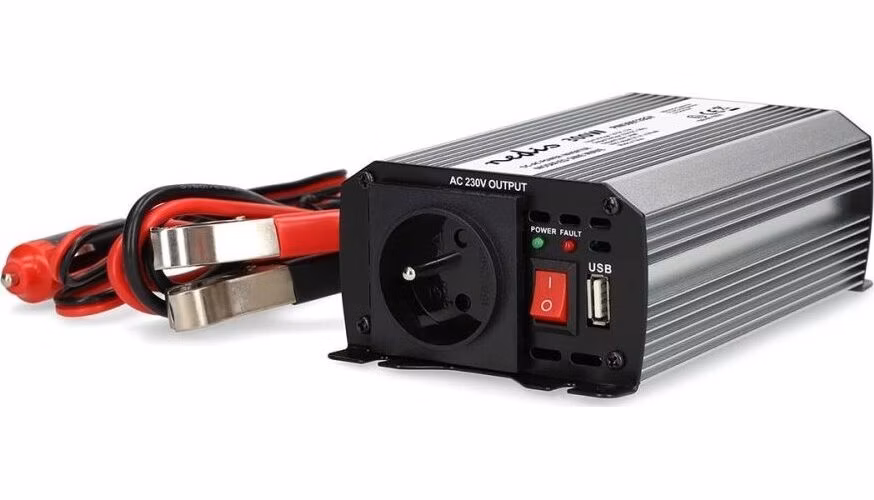 NEDIS měnič napětí/ modifikovaná sinusoida/ 12 V DC/230 V AC 50 Hz/ 300 W (600 W špička)/ USB-A/ 1x zásuvka type E