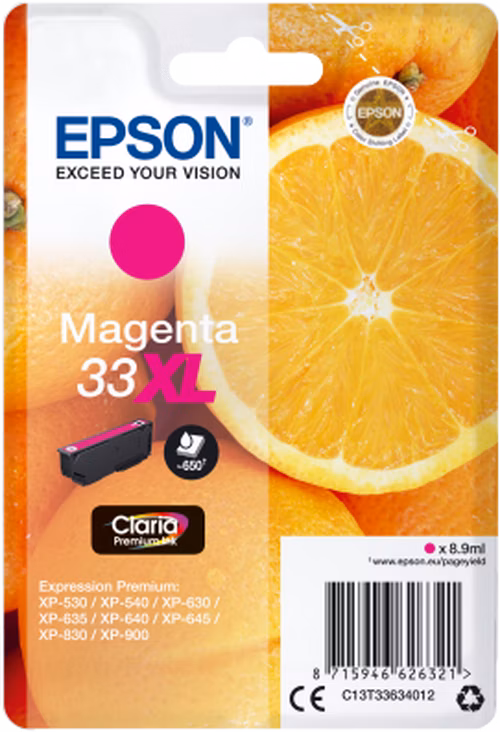 Epson Singlepack Magenta 33XL Claria Premium Ink