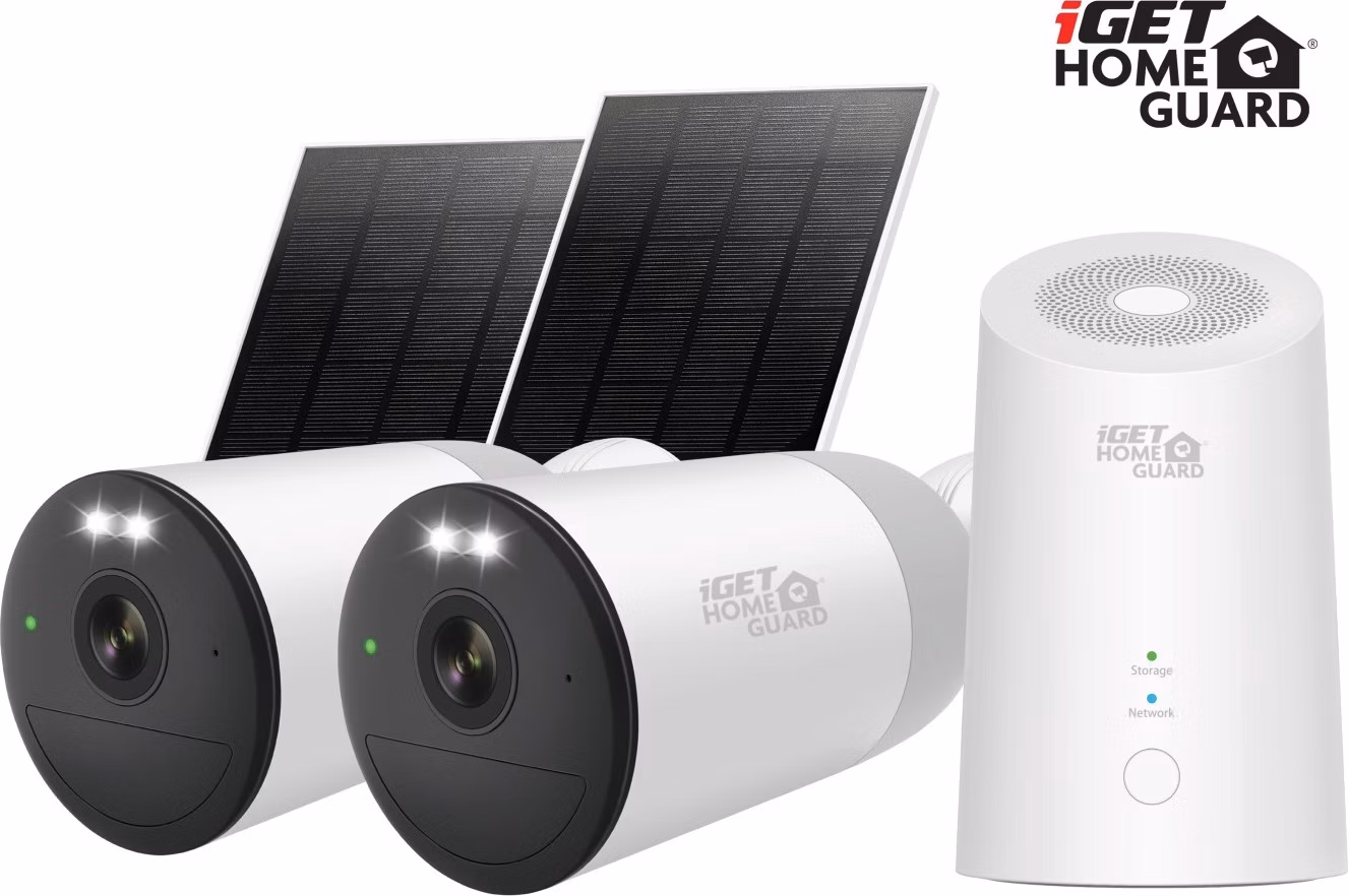 iGET HGWNK108402S - kamerový bateriový 2K WiFi set, 10CH NVR + 2x kamera se solár. panelem, 9000mAh