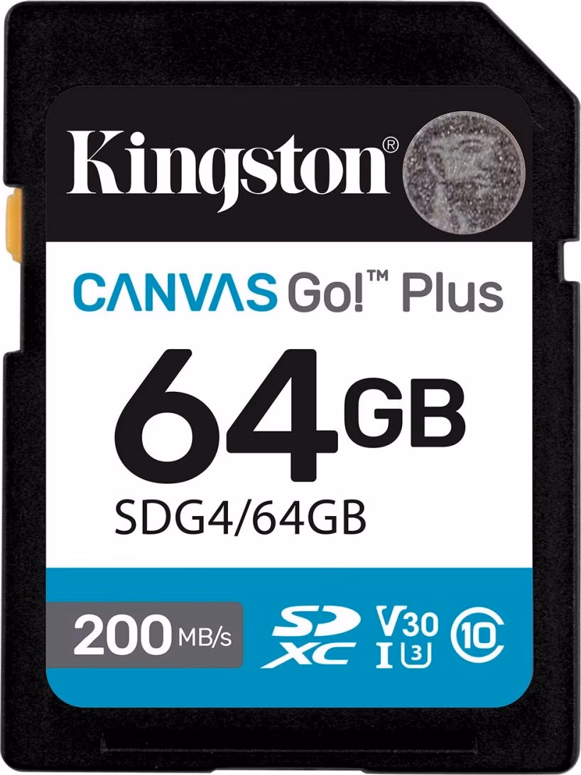 Kingston SDXC karta 64GB Canvas Go! Plus, R:200/W:160MB/s, Class 10, UHS-I, U3, V30