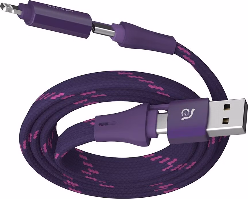 Adam Elements kábel PeAk MF401 4-in-1 60W Magnetic Flat Charging Cable - Purple