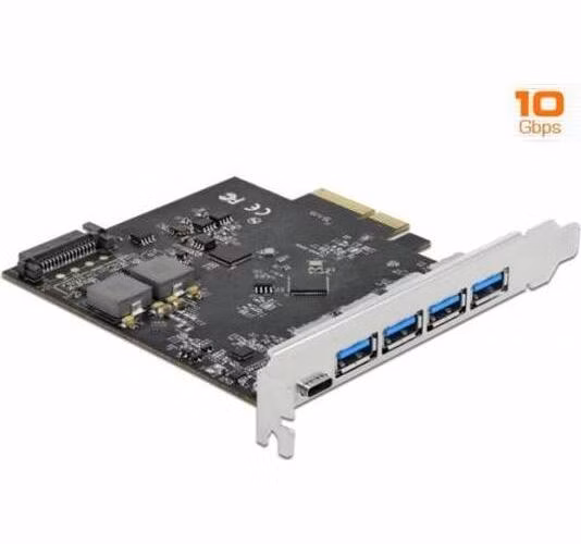 Delock PCI Express x4 Karta na 1 x USB Type-C™ + 4 x USB Typ-A - SuperSpeed USB 10 Gbps