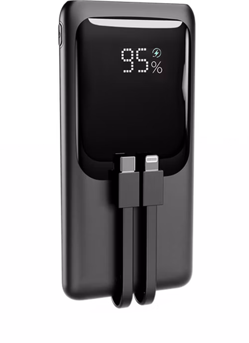 Gembird Powerbank 10000 mAh, 20 W Fast charging, in: USB-C, out: USB-C/USB-A, integr. káble USB-C/Lightning, čierna